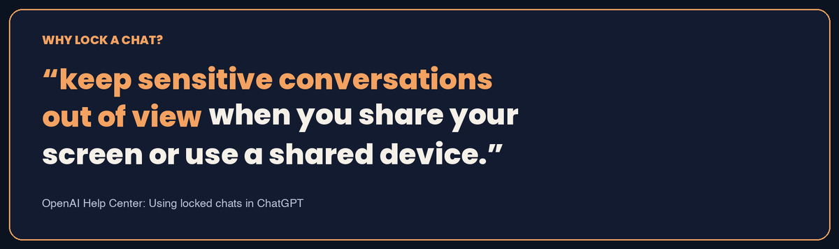 OpenAI's description of ChatGPT locked chats: keep sensitive conversations out of view