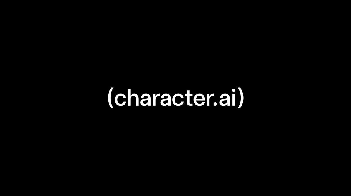 The Character.AI logo on a black background, from the company's bankruptcy announcement