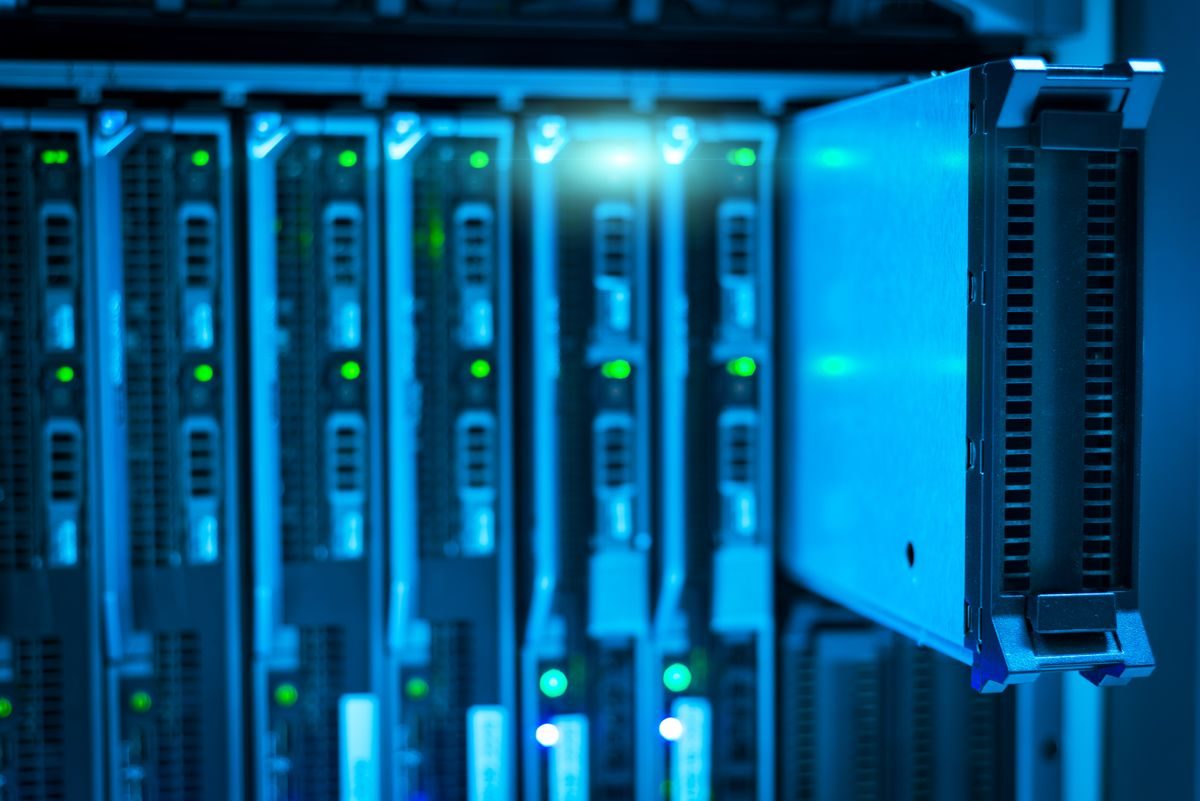Rows of web servers in a data center, the kind of machines PHP2Shell attacks target
