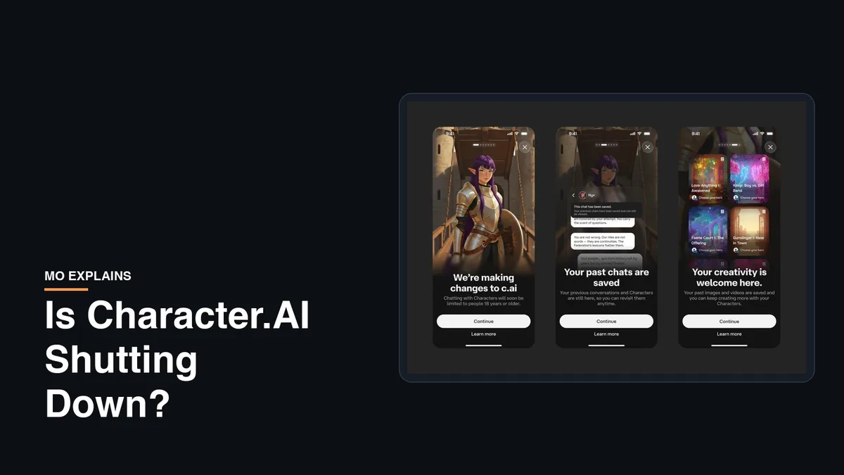 Character.AI's in-app notice telling users under 18 that chatting with characters is ending